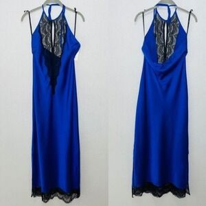 iCollection Women's Tess Satin & Lace Long Gown chemise 7989